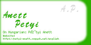 anett petyi business card